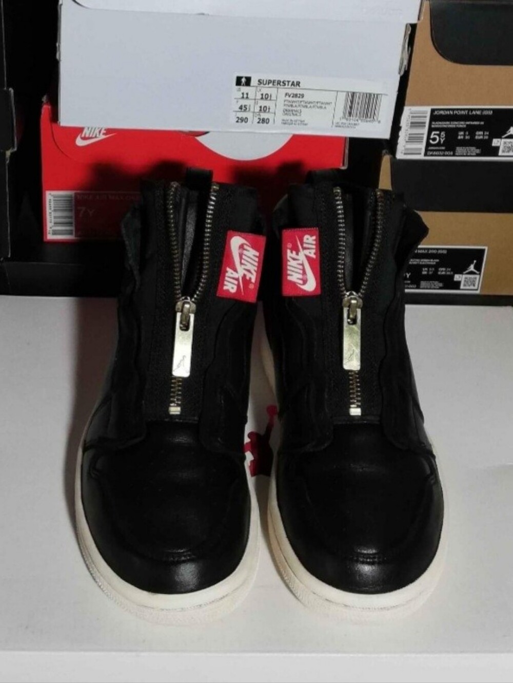 AIR JORDAN 1 RETRO HIGHTOP ZIP BLACK-SAIL WOMEN'S US SIZE 5.5 "GENUINE LEATHER"